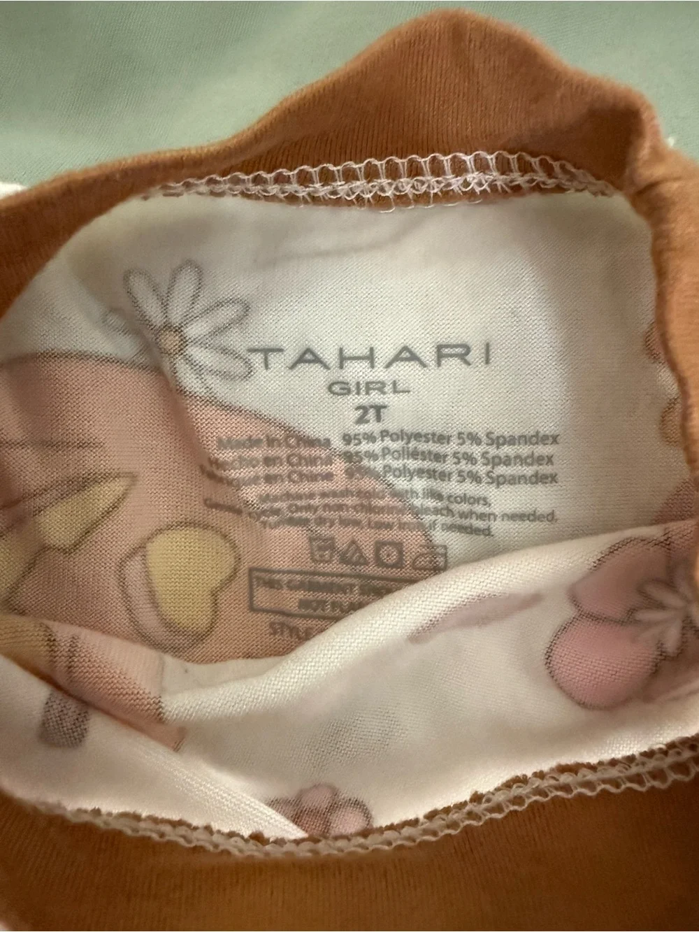 Tahari Girl Pumpkin Floral Pajama Set - White, Orange & Pink